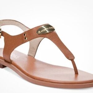 Michael Kors Tan Leather Sandals with gold hardware
